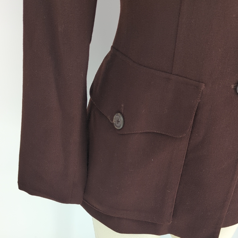 30223 Lauren Ralph Lauren Wool Tailored Blazer Brown size 8 safari travel preppy - Picture 5 of 8